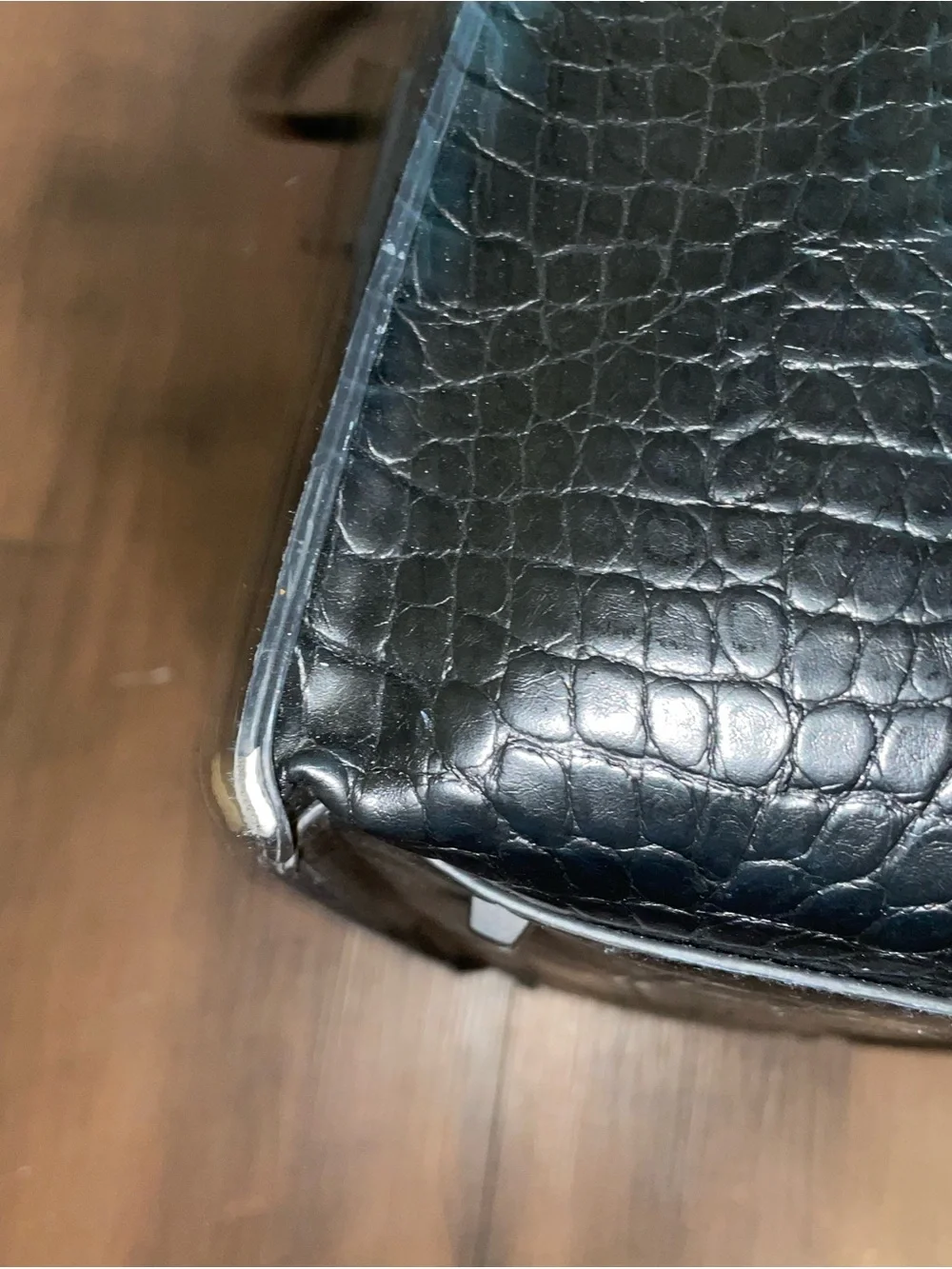 BEIS Black Croc-Embossed Structured Work Tote